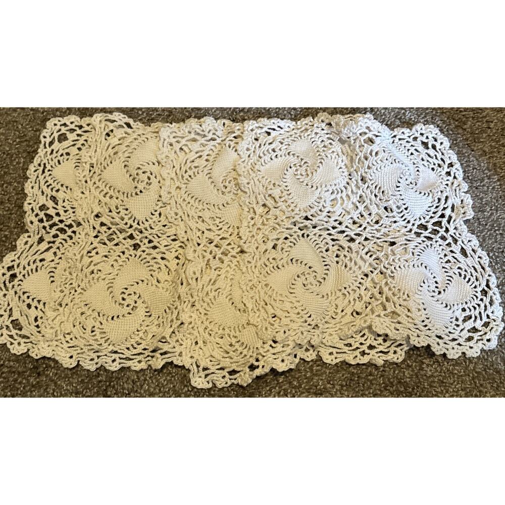 4 PCS 9" Square Crochet Doilies Off White Vintage Estate Pieces